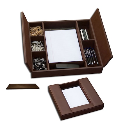 Dacasso Chocolate Brown Leatherette Enhanced Conference Room Organizer AG-3390
